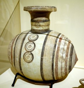 Barrel-shaped jug, Cyprus, Cypro-Archaic I, 700-600 BC, ceramic - Fitchburg Art Museum - DSC08634