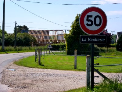 Barquet (Eure, Fr) city limit sign La Vacherie