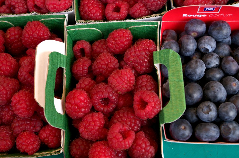 Barquettes de framboises et de myrtilles