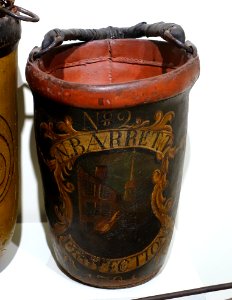 Barrett fire bucket, probably Boston, c. 1825, painted leather - Concord Museum - Concord, MA - DSC05826