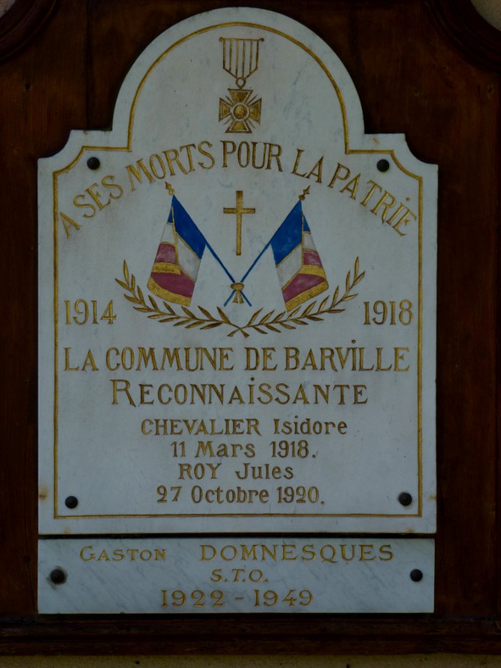 Barville (Eure, Fr) plaquette-monument aux morts