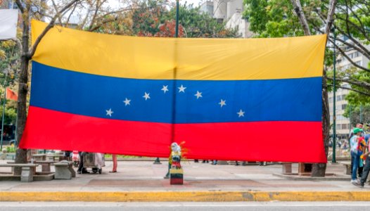 Bandera en Manifestación Pacífica en contra del Gobierno de Nicolas Maduro en Plaza Altamira