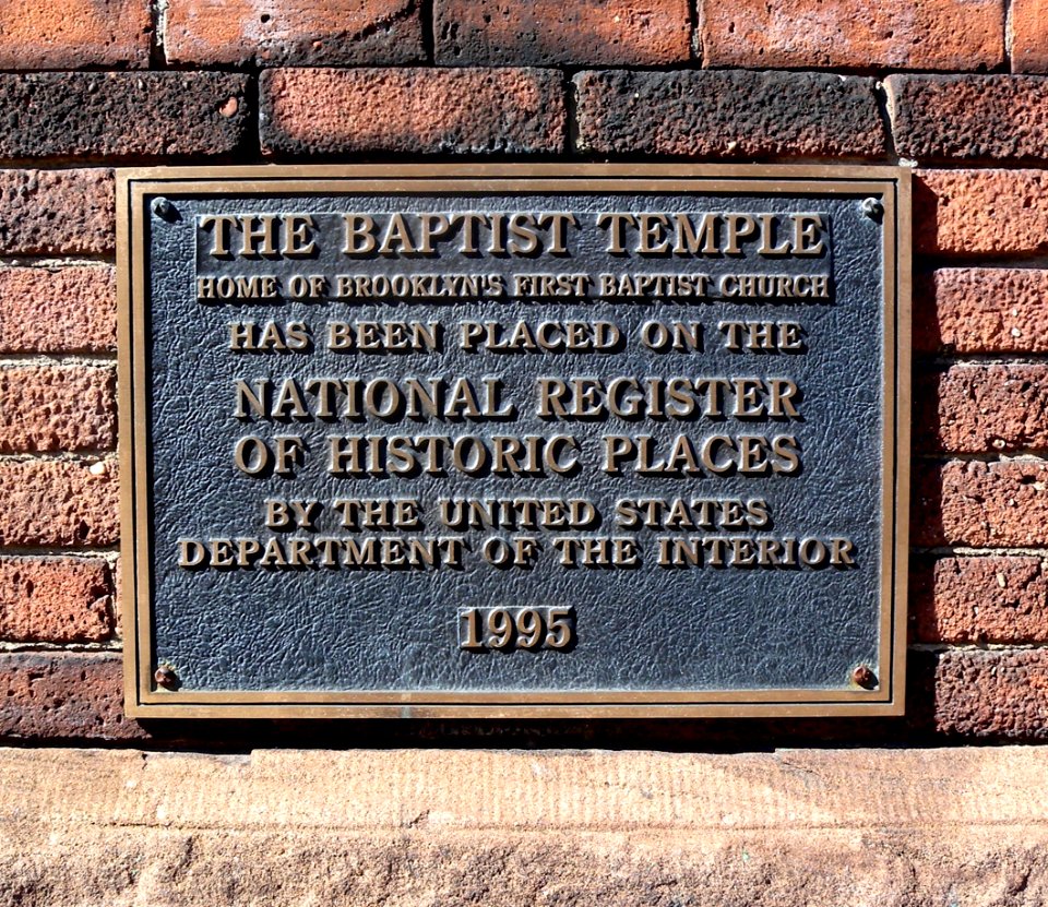 Baptist Temple NRHP plaque jeh