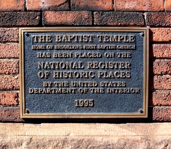 Baptist Temple NRHP plaque jeh