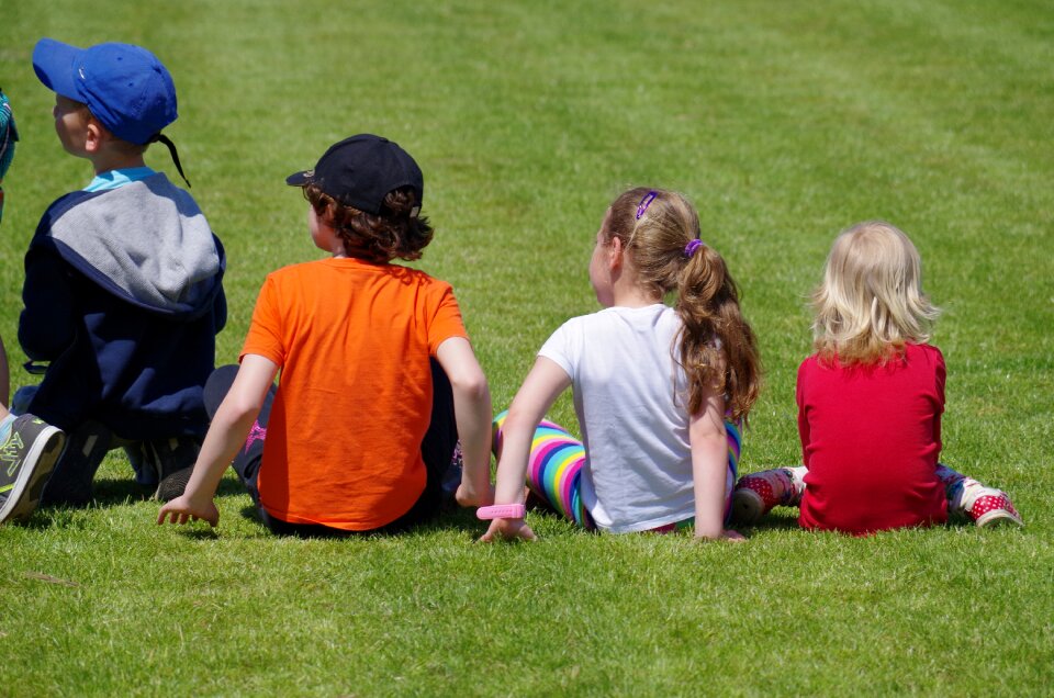 Children lawn sit photo