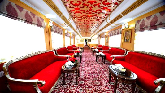 Bar & lounge area of Palace on Wheels Luxury Train India photo