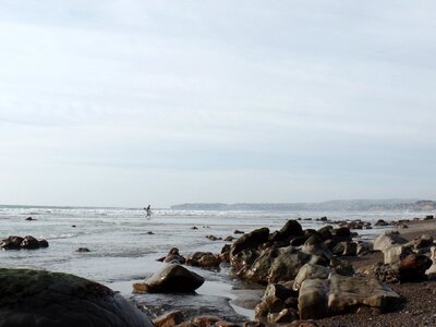 Surfing stone low tide
