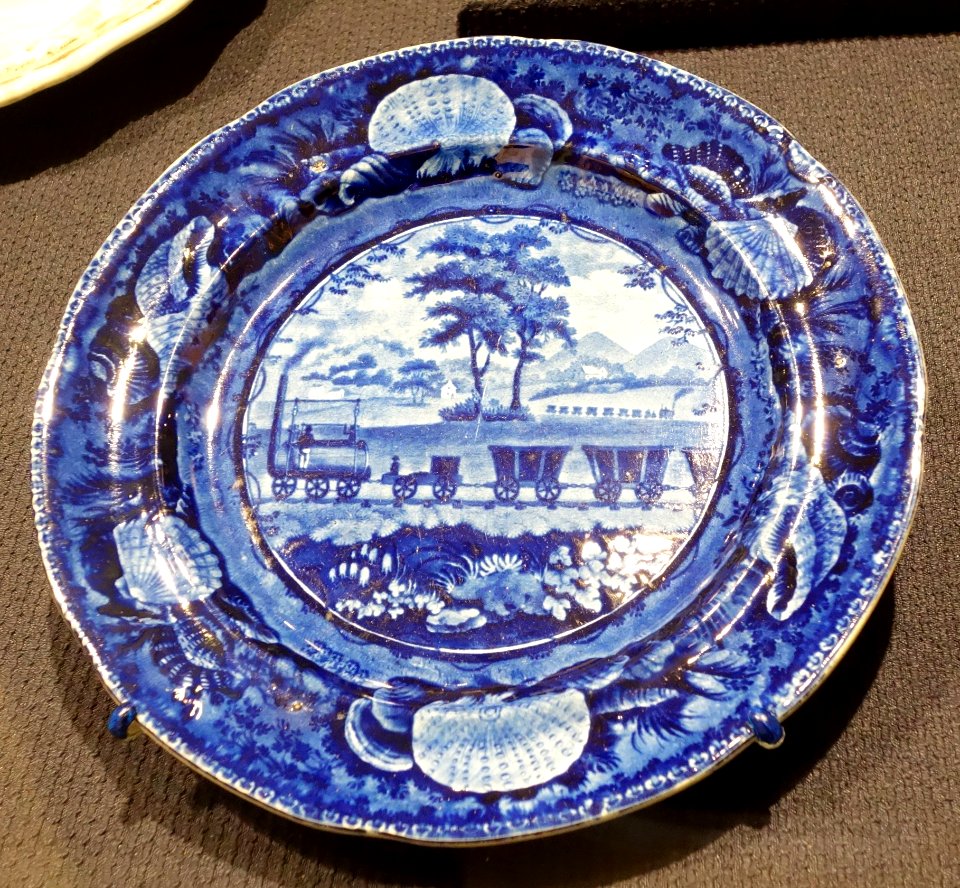Baltimore & Ohio Railroad (plate), Enoch Wood & Sons, Burslem, England, c. 1840, glazed earthenware - Brooklyn Museum - DSC09364
