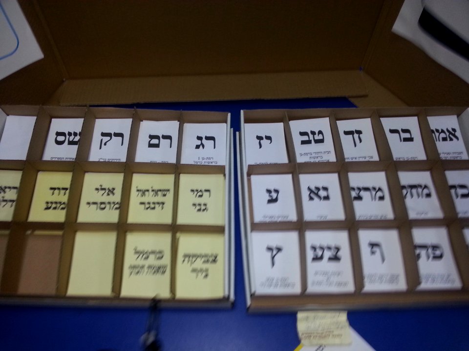 Ballot paper municipal election Ramat Gan October 2013