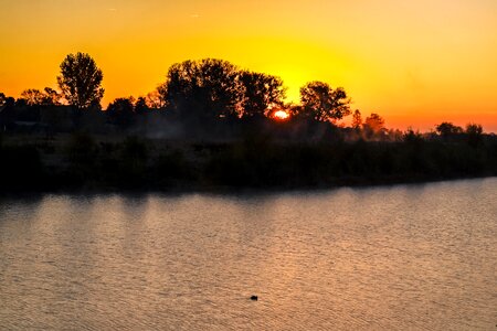 Pond sun twilight
