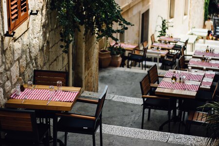 Restaurant seats tables photo
