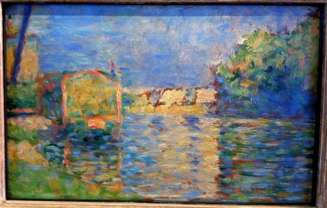Banks of the Seine Near Courbevoie, by Georges Seurat, c. 1883, oil on panel - Hyde Collection - Glens Falls, NY - 20180224 122855