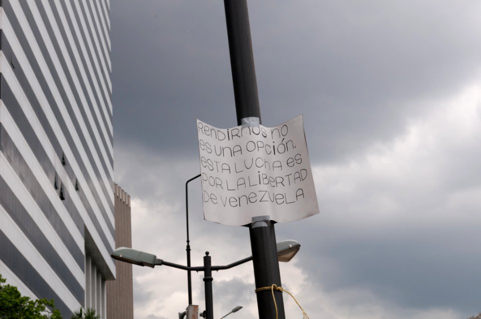 Banner at demonstrations and protests against Chavismo and Nicolas Maduro government 16