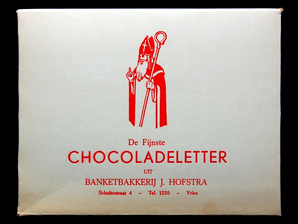 Banketbakkerij J Hofstra chocoladeletter verpakking, Schultestraat 4, Vries, foto4