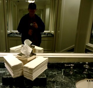 Bermuda (UK) image number 112 selfie using a mirror of mens bathroom with hand towels and sink photo