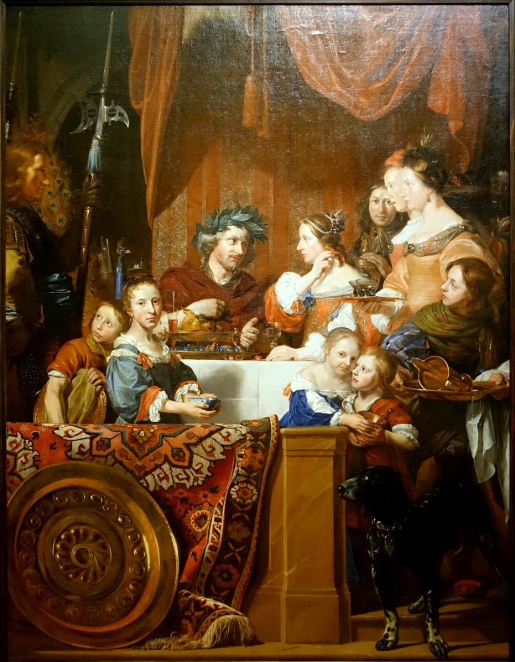 Banquet of Antony and Cleopatra, by Jan de Bray, 1669, oil on canvas - Currier Museum of Art - Manchester, NH - DSC07313