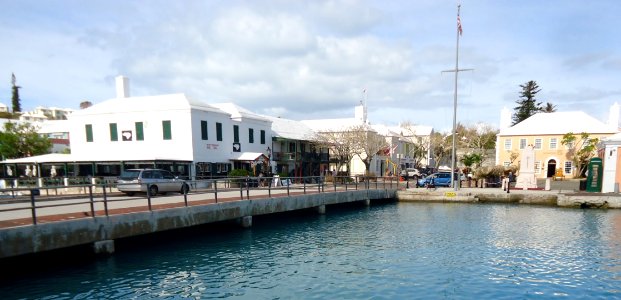 Bermuda (UK) Number 165 from wharf looking back at St. George's town square photo
