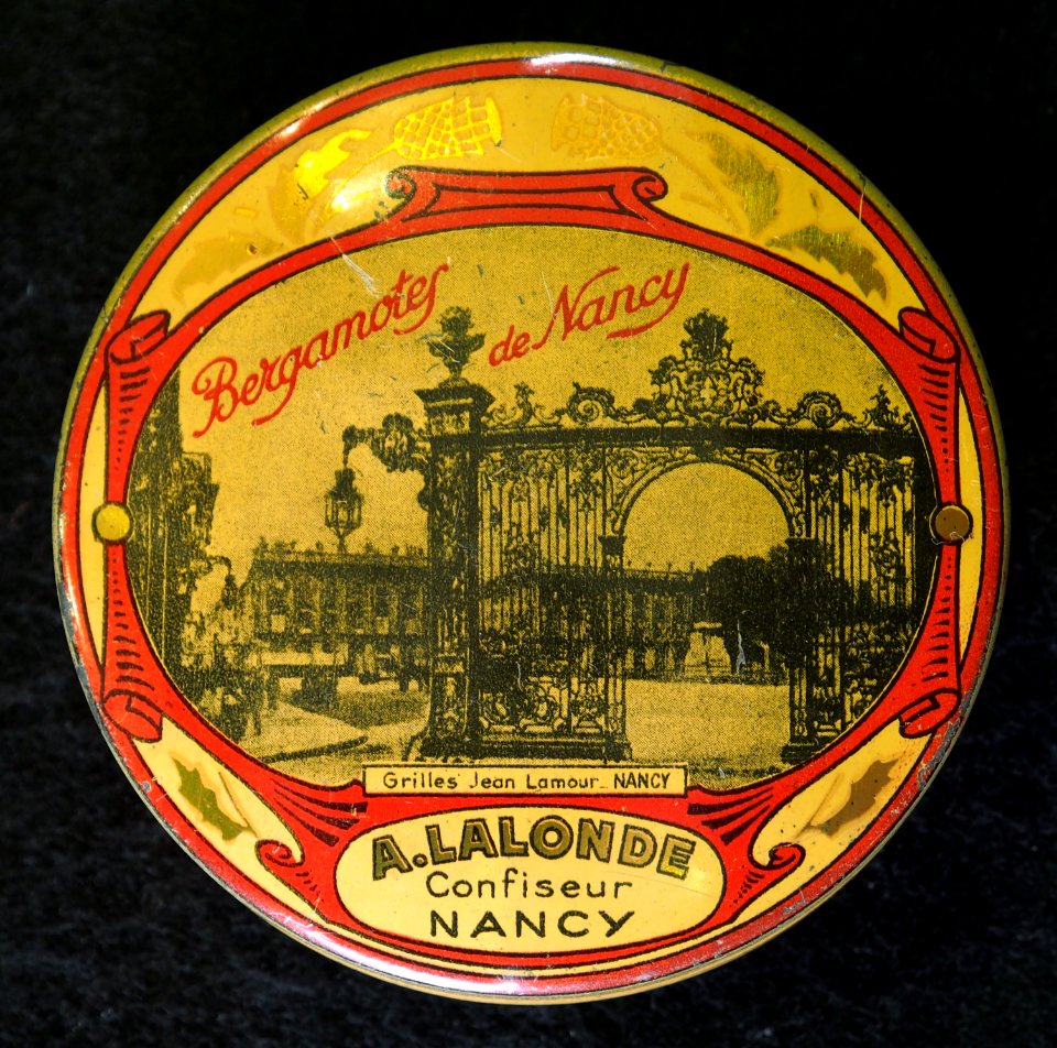 Bergamotes de Nancy sweet tin, A Lalonde confiseur