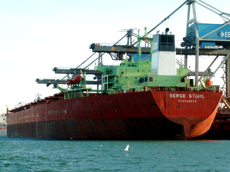 Berge Stahl moored, Port of Rotterdam, Holland