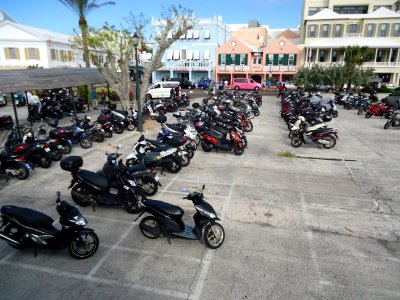 Bermuda (UK) image number 419 scooters motorcycles parked in Hamilton photo