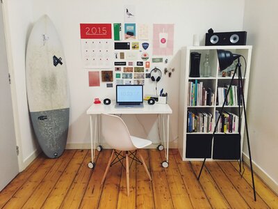 Simple brown office brown room photo