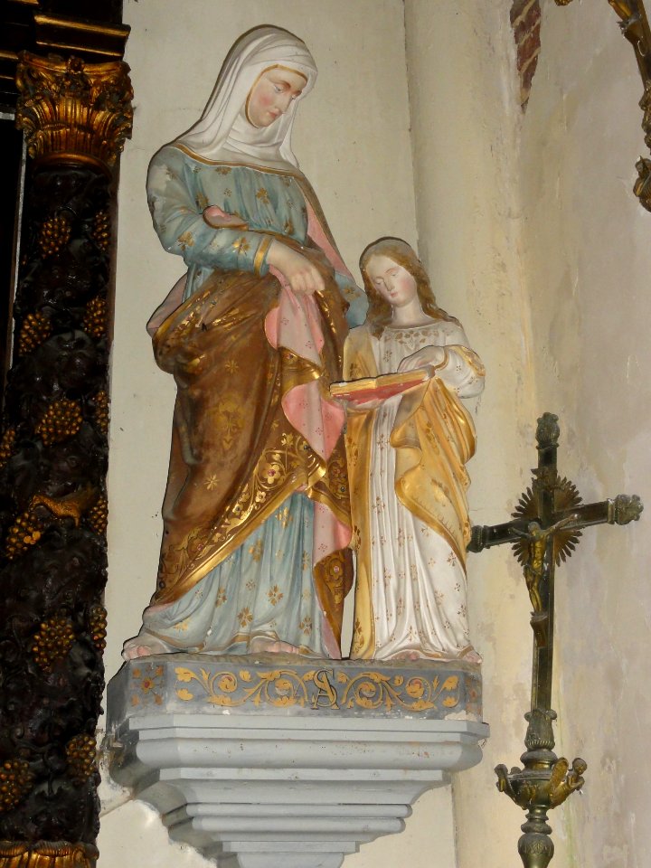 Bernières (Seine-Mar.) église, statue 17 Sainte Anne et Maria