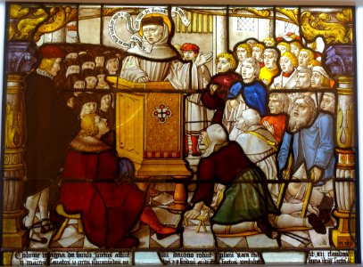 Bernard preaches and heals in Cologne, Cloister of the Cistercian Monastery, Altenberg, Cologne, c. 1505-1520, stained glass - Museum Schnütgen - Cologne, Germany - DSC09753