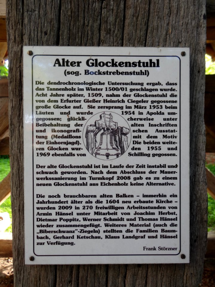 Beschreibung des Glockenstuhls in Kleinmölsen