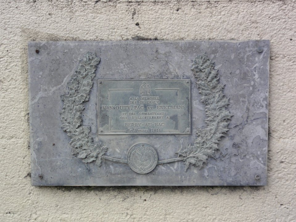 Berry-au-Bac (Aisne) plaquette commémorant 5 mars 1814