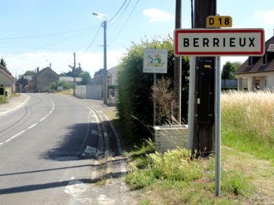 Berrieux (Aisne) city limit sign