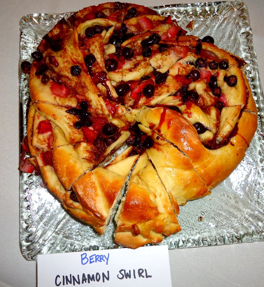 Berry cinnamon swirl on a square tray