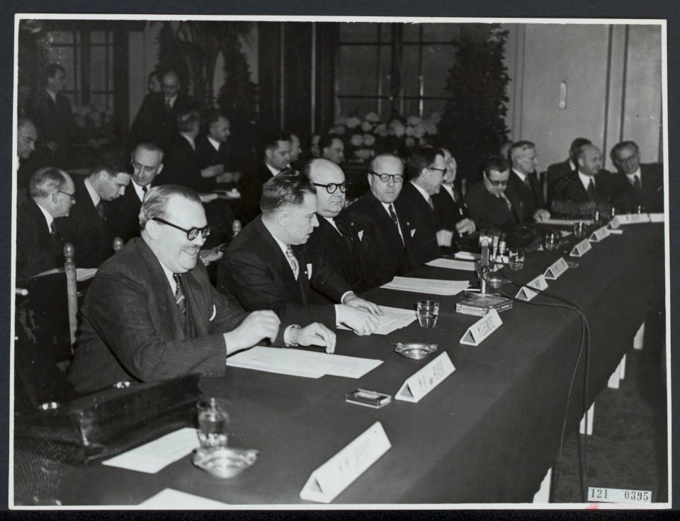 Benelux-conferentie in Den Haag van 10 tm 12 maart 1949. De Belgische delegatie, Bestanddeelnr 121-0395