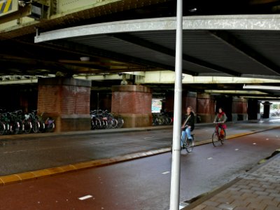 Beneath the old riveted train-viaduct, east of Central Station, in Amsterdam 2006 photo