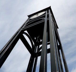 Beneath clock at the University of Rochester