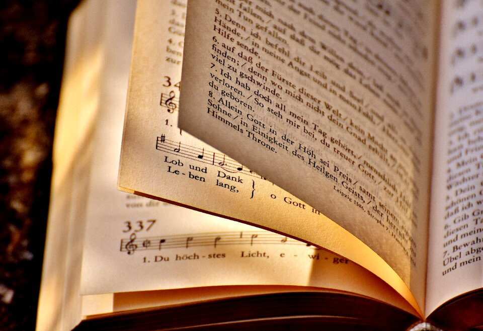 Church book pages scrolled