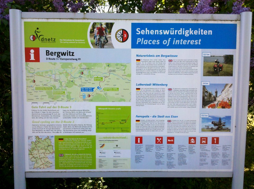 Bergwitz - Infotafel D3 D-Route 3 mit Sehenswürdigkeiten 2016