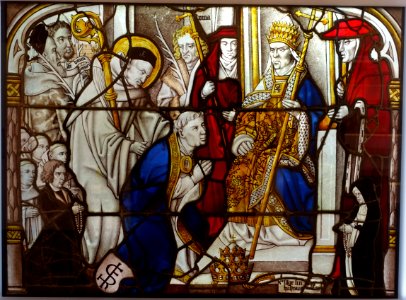 Bernard at the Lateran Council in Rome, Cloister of the Cistercian Monastery, Altenberg, probably Master of St. Severin, Cologne, 1505-1520, stained glass - Museum Schnütgen - Cologne, Germany - DSC09748