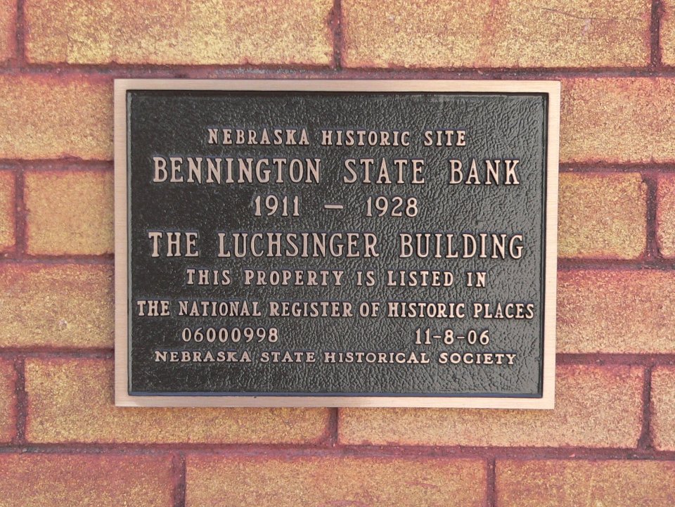 Bennington State Bank plaque