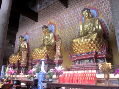 Bhaisajyaguru (left), Gautama Buddha (meddle), Amitābha (right), Miyin Temple, 12 February 2018, picture2