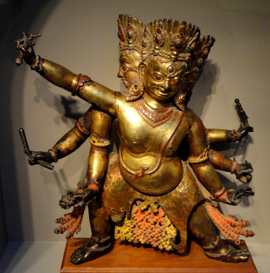 Bhairava, view 1, Nepal, 15th century, gilt-copper repousse with pigment - Arthur M. Sackler Gallery - DSC06046