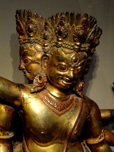 Bhairava, view 2, Nepal, 15th century, gilt-copper repousse with pigment - Arthur M. Sackler Gallery - DSC06047
