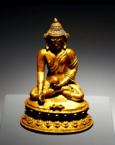Bhaisajyaguru Buddha (Sangye Menla), Tibet, 14th-15th century AD, firegilt bronze - Linden-Museum - Stuttgart, Germany - DSC03681 photo