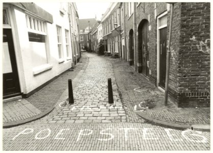 Bewoners Ravelingsteeg in actie tegen hondenpoep. NL-HlmNHA 54031923br32979K