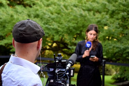 BFM TV journalist after Macron speech in Tokyo 01