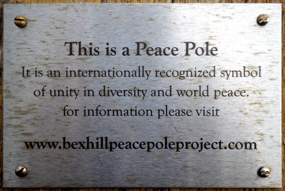 Bexhill Peace Pole Plaque, Bexhill