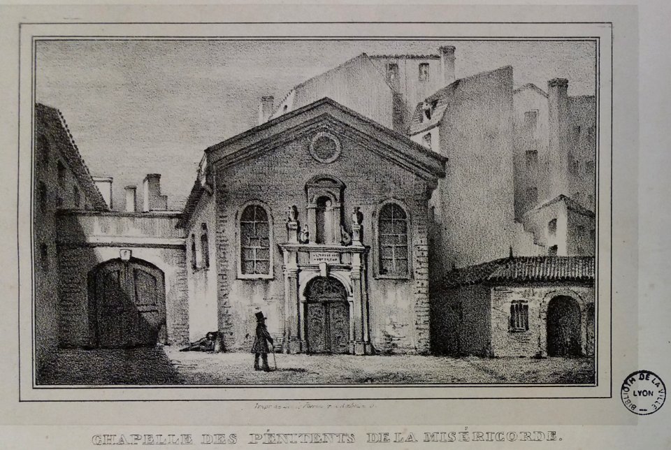 Bibliothèque municipale de Lyon - Coste 447bis - Chapelle des Pénitents de la Miséricorde, estampe, Louis Perrin, 1800