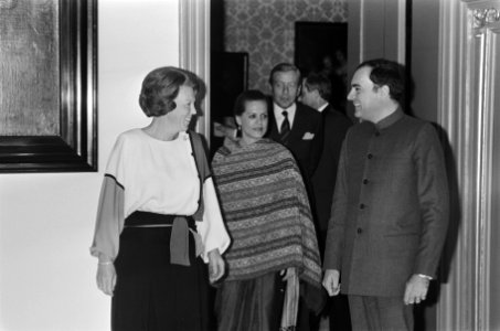 Bezoek premier Rajiv Gandhi van India ontvangst op Paleis Huis ten Bosch Prins, Bestanddeelnr 933-4643