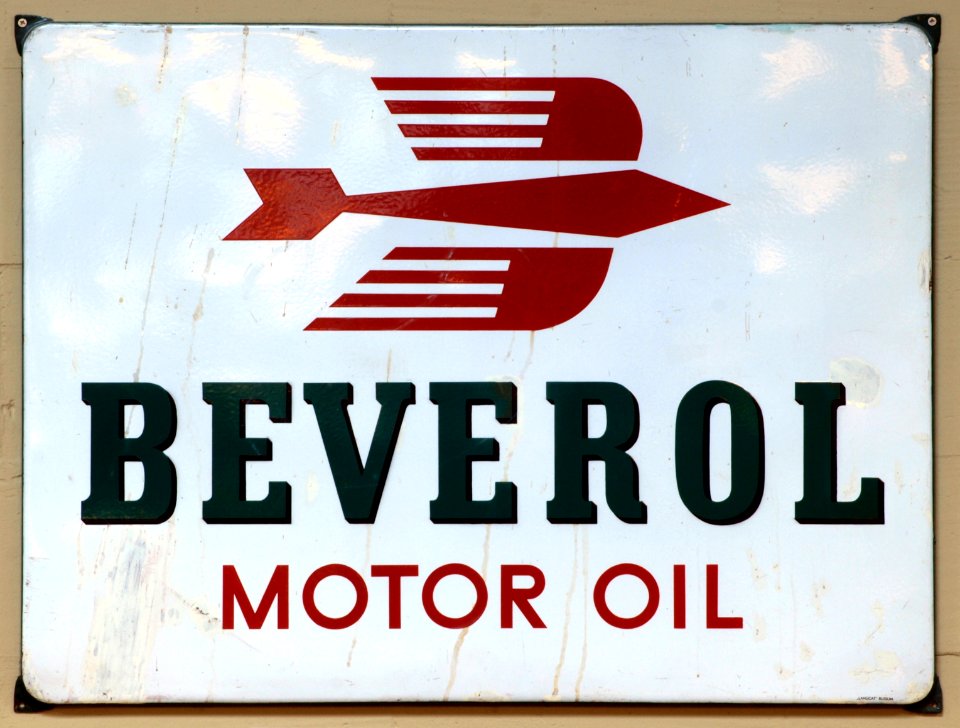 Beverol motor oil enamel advert sign at the den hartog ford museum pic-072