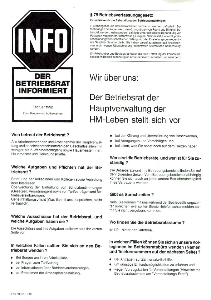 Betriebsratsinformation - Vorstellung der Betriebsratsaufgaben