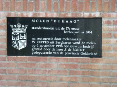 Beuningen (Gld) Molen De Haag plaquette